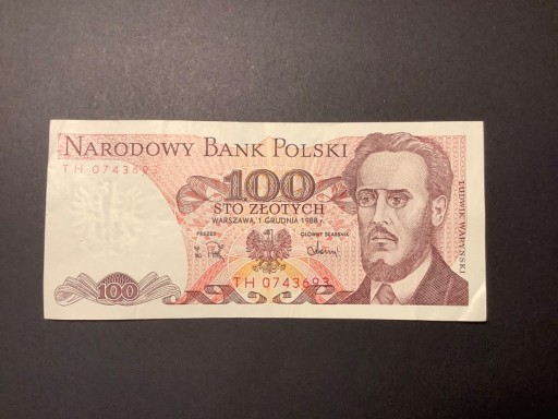 Zdjęcie oferty: 100 złotych zł Waryński seria TH 1988