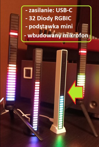 Zdjęcie oferty: Słupek świecący w rytm muzyki LED efekt NEON RGB