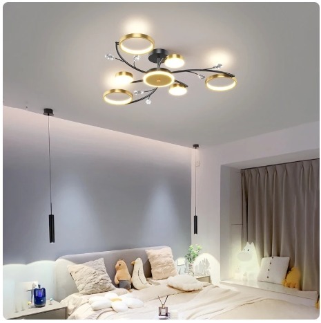 Zdjęcie oferty: Lampa sufitowa LED Kółka + kryształki 6-HEADS v.3