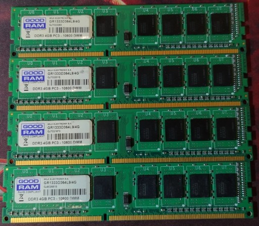 Zdjęcie oferty: Pamięć RAM DDR3 16GB 4x4GB Good Ram