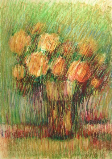 Zdjęcie oferty: KWIATY W WAZONIE pastel olejny 48x33cm 