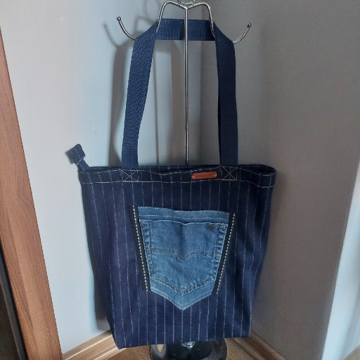 Zdjęcie oferty: Nowa torebka torba zakupowa z jeansu-torebka zapinana na zamek-rękodzieło