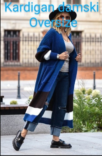 Zdjęcie oferty: Piękny długi damski sweter kardigan oversize