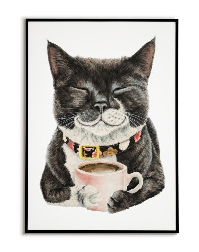 Zdjęcie oferty: Kot z kawą PLAKAT A3 Vintage, Cat -2+1 GRATIS