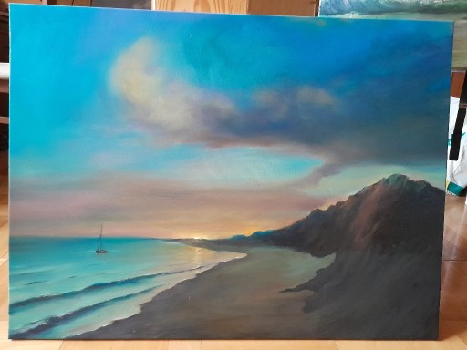 Zdjęcie oferty: Obraz olejny ręcznie malowany 80x60 "Zachód słońca