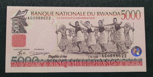 Zdjęcie oferty: Rwanda 5000 franks 1998 UNC 