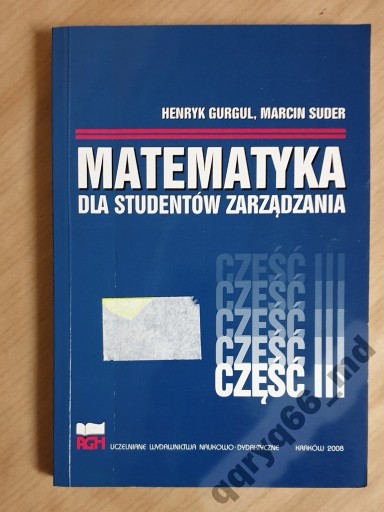 Zdjęcie oferty: Matematyka dla studentów zarządzania cz. III