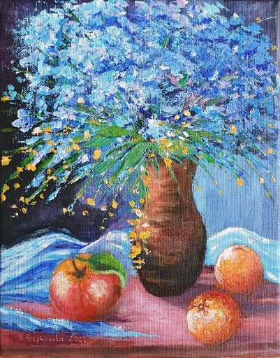 Zdjęcie oferty: Kwiaty w wazonie, akryl na płótnie 30 x 24 cm