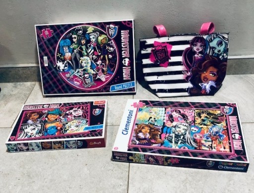 Zdjęcie oferty: Zestaw 3 puzzli + torebka Monster High na prezent