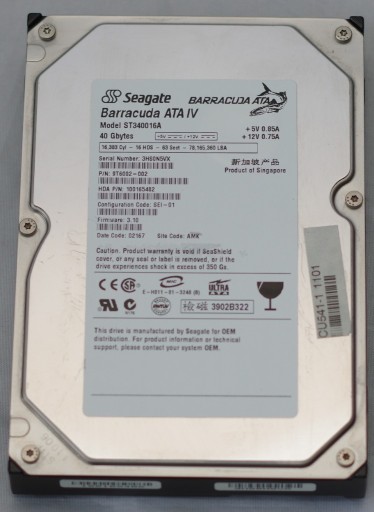 Zdjęcie oferty: Dysk twardy Seagate Barracuda ATA IV 40GB PATA #2