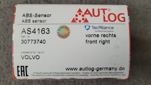 Zdjęcie oferty: Czujnik prędkości koła ABS Volvo - AS4163 (Autlog)