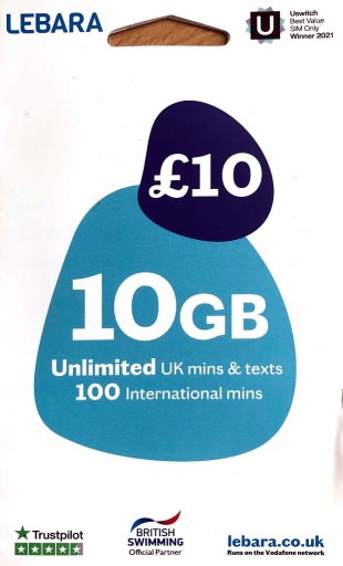 Zdjęcie oferty: LEBARA UK KARTA SIM ROAMING ROZMOWY EUROPA UE EU