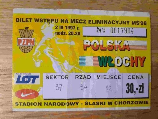 Zdjęcie oferty: POLSKA - WŁOCHY 1997