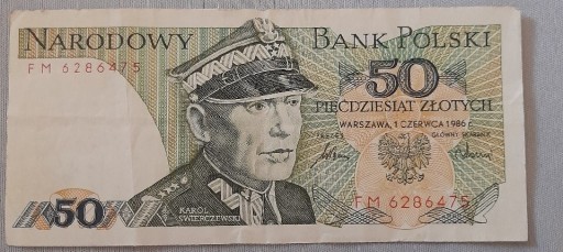 Zdjęcie oferty: BANKNOT 50 zł 1986 r KAROL ŚWIERCZEWSKI