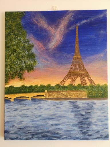 Zdjęcie oferty: Obraz akryl ręcznie malowany wieża Eiffla 