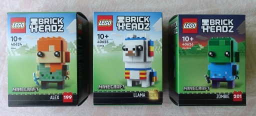Zdjęcie oferty: LEGO BrickHeadz Minecraft 40624 + 40625 + 40626