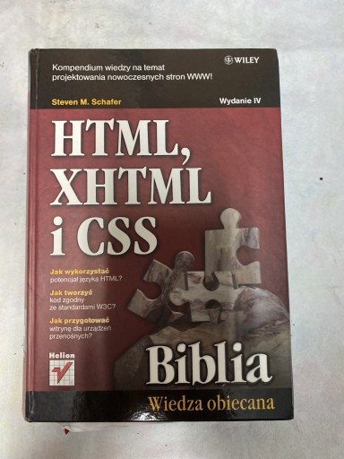 Zdjęcie oferty: HTML, XHTML i CSS Biblia Steven M. Schafer