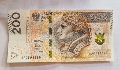 Zdjęcie oferty: Banknot 200 zł seria AA0593399 radar?