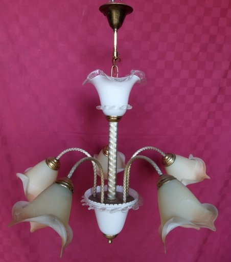 Zdjęcie oferty: STYLOWY WŁOSKI ŻYRANDOL Z KLOSZAMI LAMPA WISZĄCA