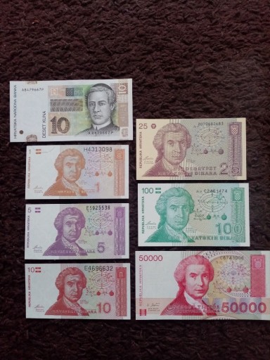 Zdjęcie oferty: Zestaw banknotów Chorwacja 
