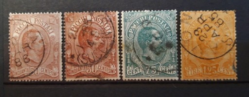 Zdjęcie oferty: Znaczki Pacchi Postali, Włochy, rok 1884. Kasowane