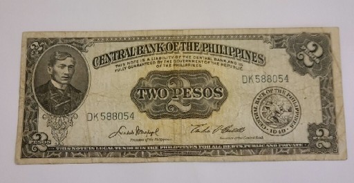 Zdjęcie oferty: Filipiny Banknot 2 Pesos 1949. Rzadki!