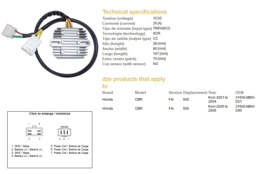 Zdjęcie oferty: DZE REGULATOR NAPIĘCIA HONDA CBR 600 F4I '01-'06 