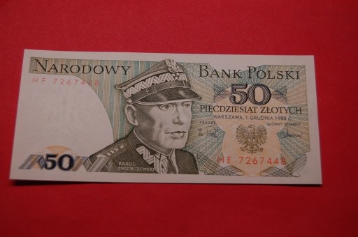 Zdjęcie oferty: Banknot 50 złotych z Karol Świerczewski  1988 HF
