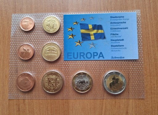 Zdjęcie oferty: Set monet Euro Próba Szwecja 2006 r 8 próbnych monet w blistrze zestaw
