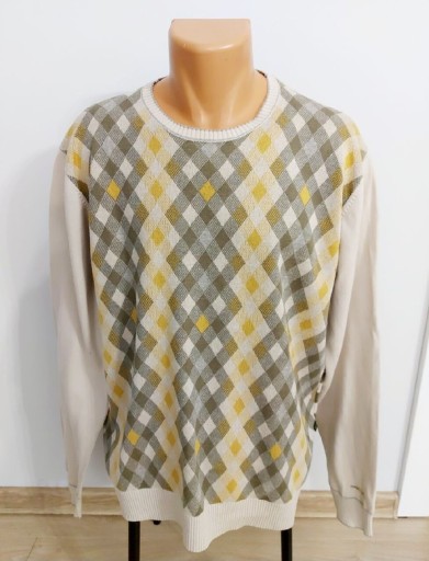 Zdjęcie oferty: Swetr sweterek męski w paski i rąby jasny XXL XL