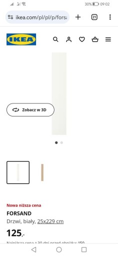 Zdjęcie oferty: Ikea FORSAND 25cm x 229 cm PAX