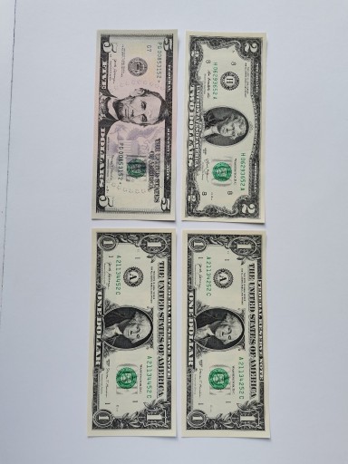 Zdjęcie oferty: Banknoty dolar USA DUŻY ZESTAW UNC x 4 szt., (38)