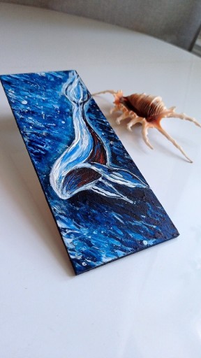 Zdjęcie oferty: Mini obraz malowany RĘCZNIE | Wieloryb | Morze