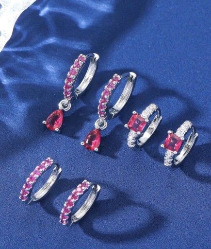 Zdjęcie oferty: Kolczyki srebrne z różowym cyrkoniami zestaw 