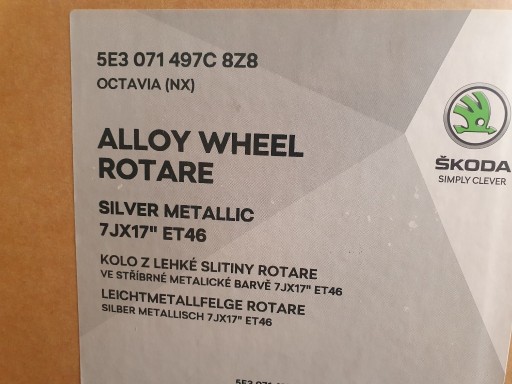 Zdjęcie oferty: Felga aluminiowa 17" ROTARE OCTAVIA IV 2020 - 5E3071497C 8Z8