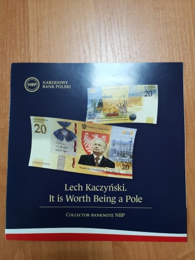 Zdjęcie oferty: Folder do banknotu 20 zł Kaczyński, Warto być Pola