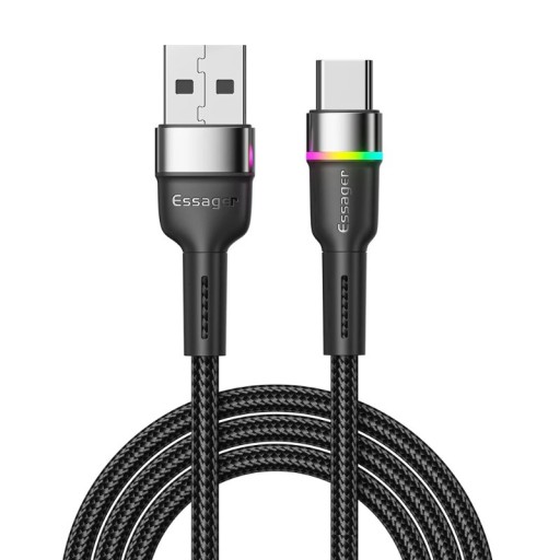 Zdjęcie oferty: Kabel Ładowania 2m USB-C do USB 3A QC - z RGB