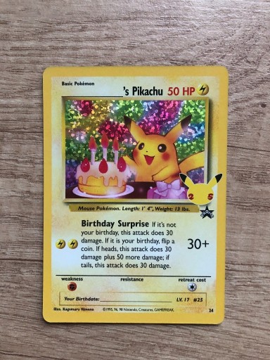 Zdjęcie oferty: Karta Pokemon Pikachu Birthday's Celebrations Prom