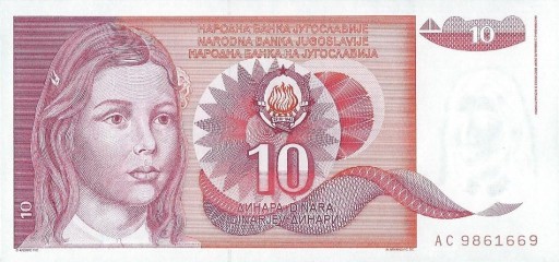 Zdjęcie oferty: Jugosławia - 10 Dinara - 1990 - P103 - St.1