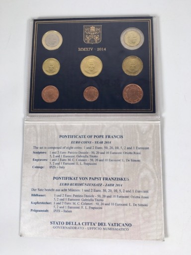 Zdjęcie oferty: Watykan 2014 zestaw monet od 1 cent do 2 euro 
