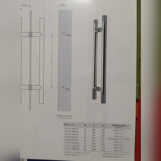 Zdjęcie oferty: Pochwyt do drzwi szklanych. 425mm