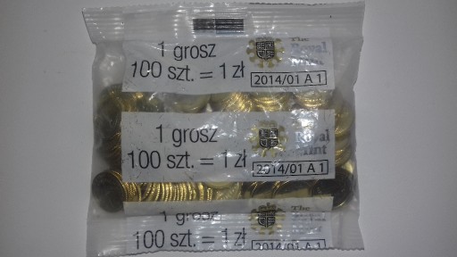 Zdjęcie oferty: 3×1 gr 2014 RM unc z woreczka p.opis