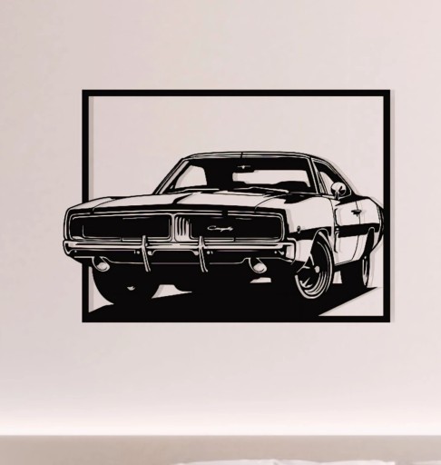 Zdjęcie oferty: Dodge Charger, Muscle car. Obraz z drewna
