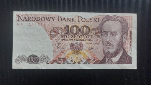 Zdjęcie oferty: Banknot 100 zł z 1986r, Seria NU