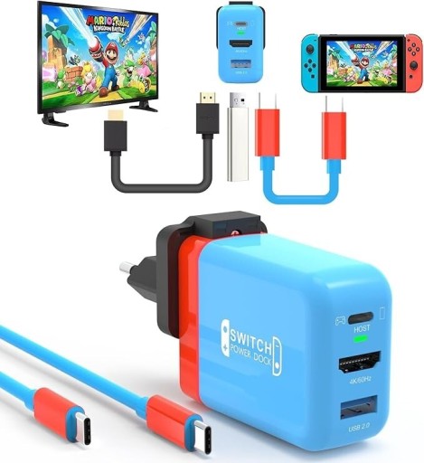 Zdjęcie oferty: Adapter stacji dokującej z 3 portami (USB C+USB A+4K/HD) do Nintendo