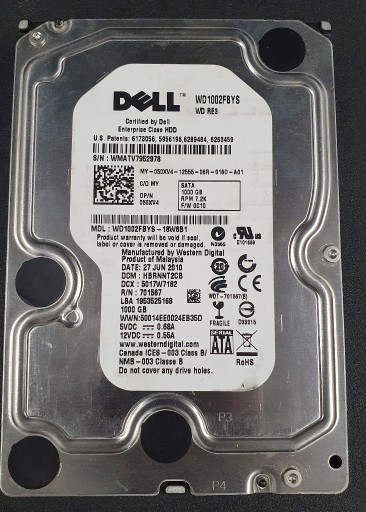 Zdjęcie oferty: Dysk Dell WD WD1002FBYS 050XV4 - 1TB 3,5" SATA