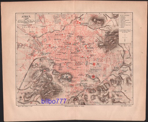 Zdjęcie oferty: ATENY stary plan miasta z 1888 roku