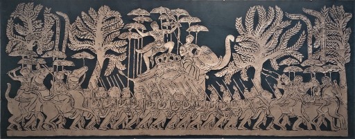 Zdjęcie oferty: "Bitwa Khmerów" antyrama 121cm x 48cm - Kambodża