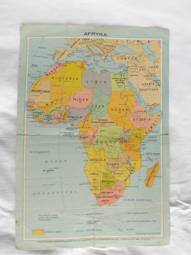 Zdjęcie oferty: Mapa Afryki 1966 r. PPWK Wa-wa 