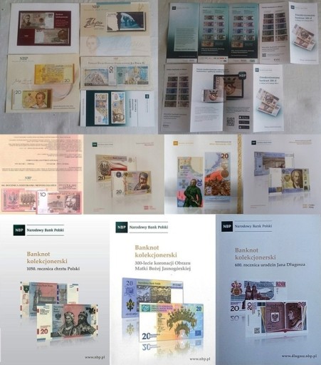 Zdjęcie oferty: Foldery do banknotów NBP - komplet 14 sztuk + 6
